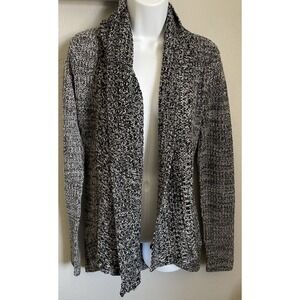 Allison Brittney Cardigan Womens Size Medium Gray Cable Knit Long Sleeve Sweater